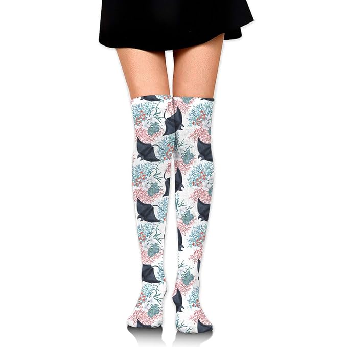 Manta Floral Pattern Womens Knee High Socks Fancy Design ...