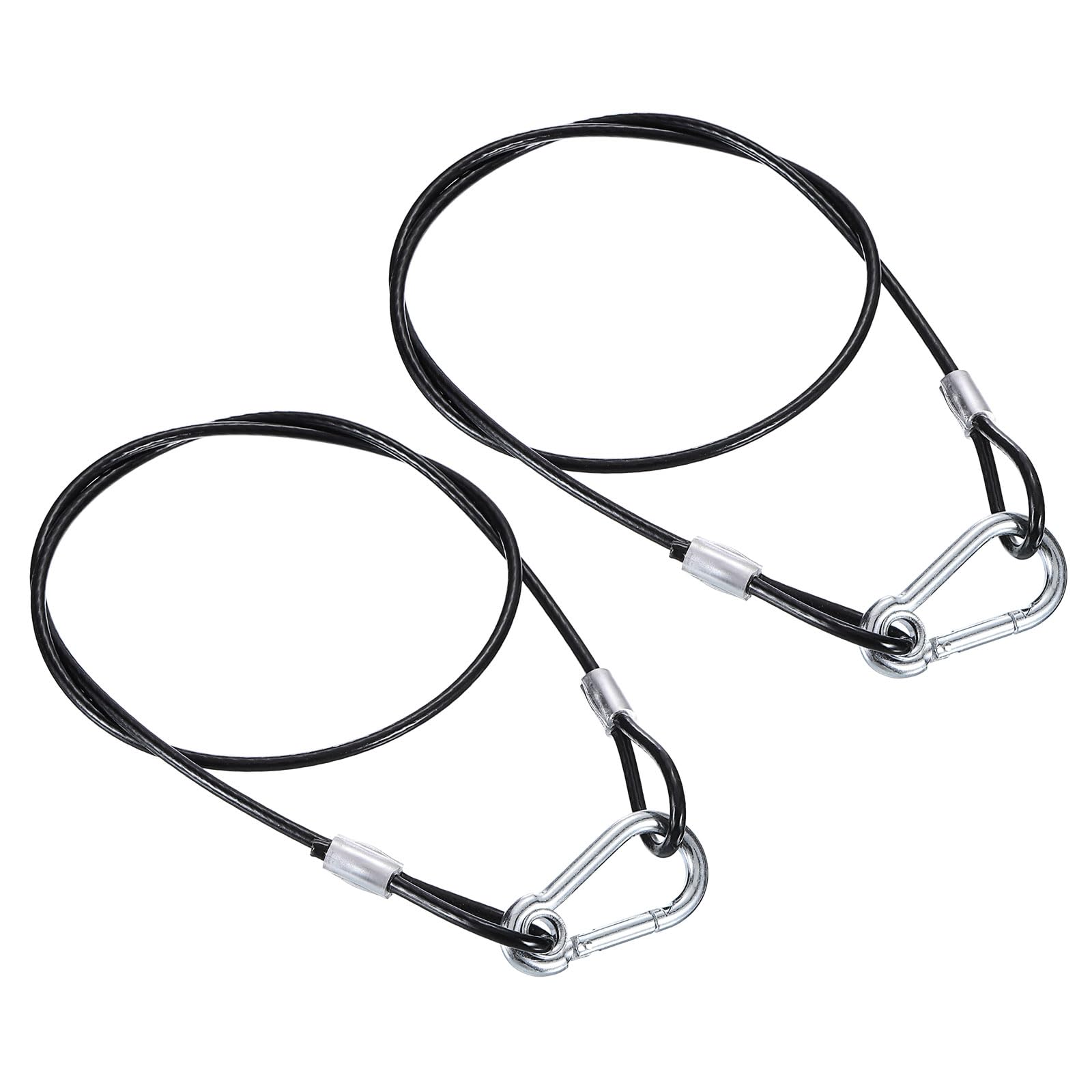 PATIKIL Stainless Steel Safety Cable 31.5"/80cm, 2Pack 4mm Flexible Security Wire Rope Lock Double Loops with Hook for Stage Lighting Luggage, Black