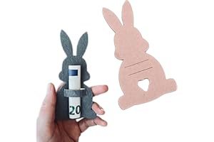 POCREATION 12pcs Felt Easter Bunny Money Holders Clip, Charming Rabbit Cash Holder for Home Table Decor Easter Party Supplies
