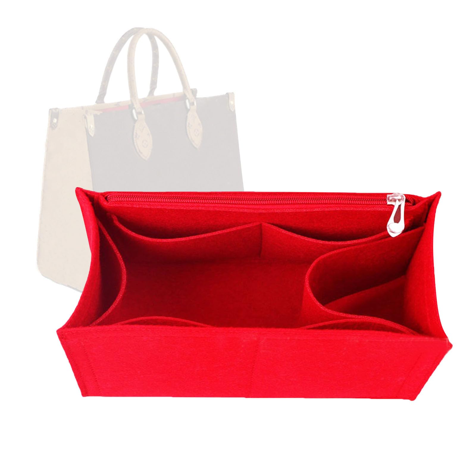 Photo 1 of Lckaey Purse Insert For ONTHEGO PM MM GM Wallet Tote - Felt Organizer - With Zipper Pocket 1081red -M