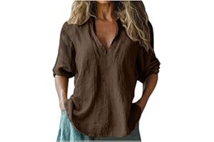 FLOLEO Linen Shirts for Women Long Sleeve Button Down Linen Shirts Boho Summer Top Spring Vacation Tops Casual Travel Blouses