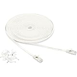 Amazon Basics Cat 6 Gigabit Ethernet Patch Internet Cable, Flat - 30FT, 1Pack, White - Include 15 Nails