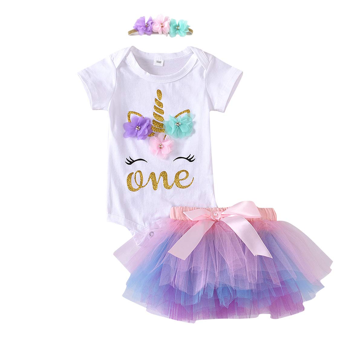 Photo 1 of XIFAMNIY Baby Girl 1st Birthday Outfit 1 Year Unicorn Tutu Dress Headband Legging Socks