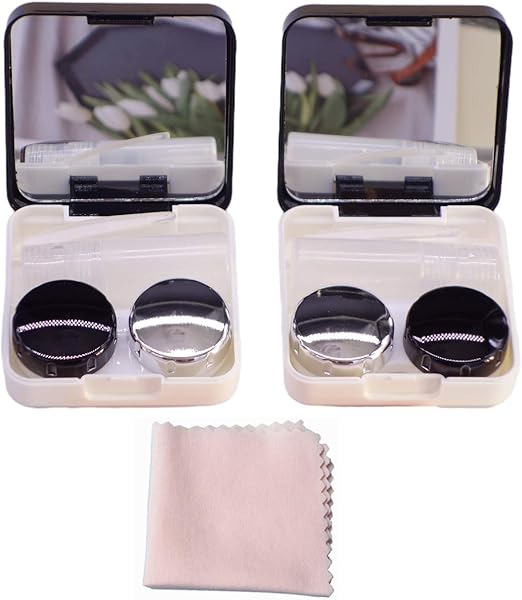 Contact Lens Case Kit with Mirror, Pack of 2 Compact Travel