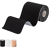 Extra Wide Precut Kinesiology Tape, 16 Strips for 4 in x 15.7 in, Pain Relief and Muscle Support for Belly Back Shoulder Ankle Knee, Football Turf Tape for Turf Burn, Black