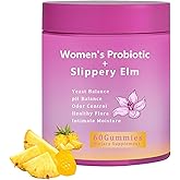 NEWUREHO Feminine Probiotics Gummies for Women, Women's Probiotic+Slippery Elm, Supports pH Balance, Gut Health with Slippery Elm, Pineapple Flavor 60 Gummies