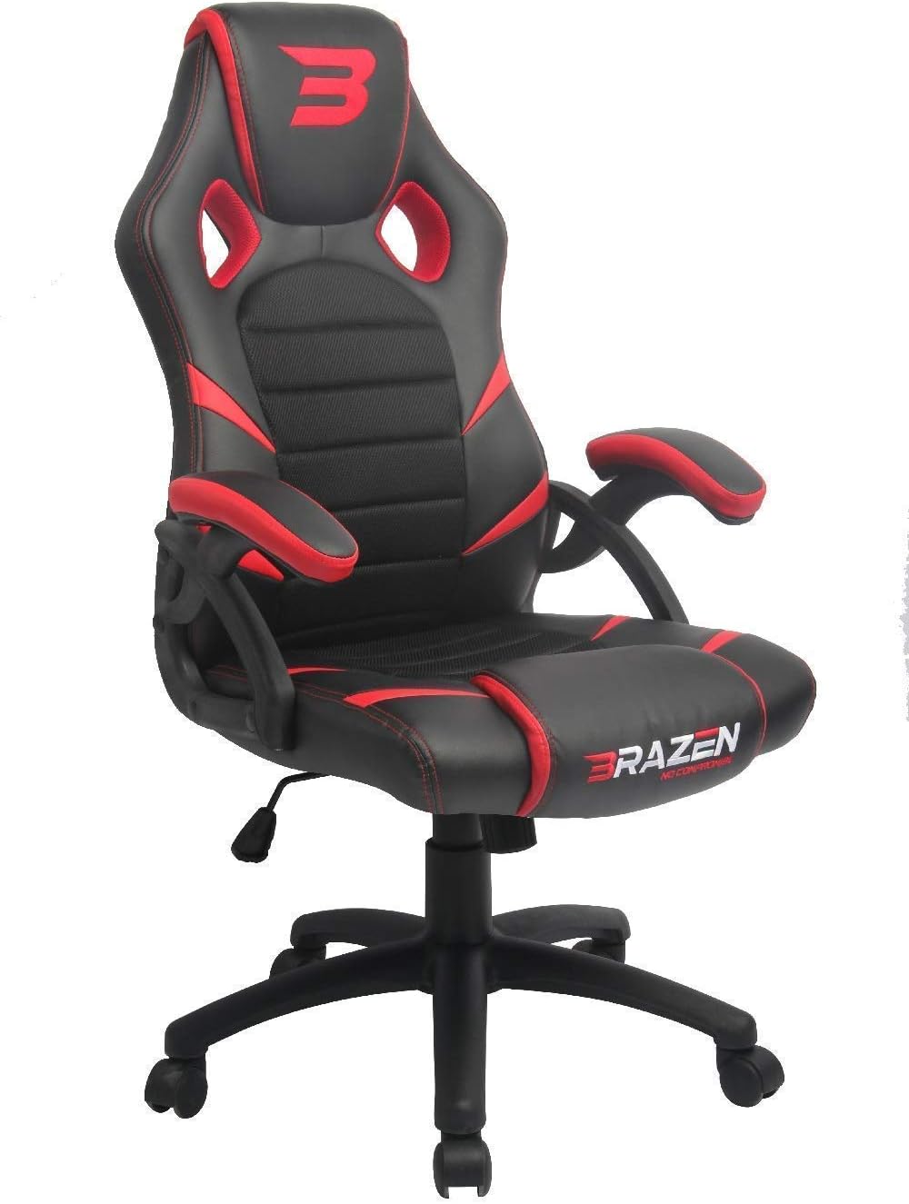 BraZen Puma Red PC Gaming Chair & Office Max Weight of 150 kg-Made from Faux Leather & Steel Frame-360 Degree Swivel Capability-Office Chairs with Arms, 120