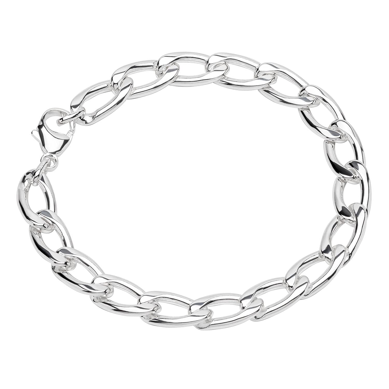 NKlaus bracelet 925 Sterling Silver 22cm long tank chain pressed uni bracelet exquisit 12324