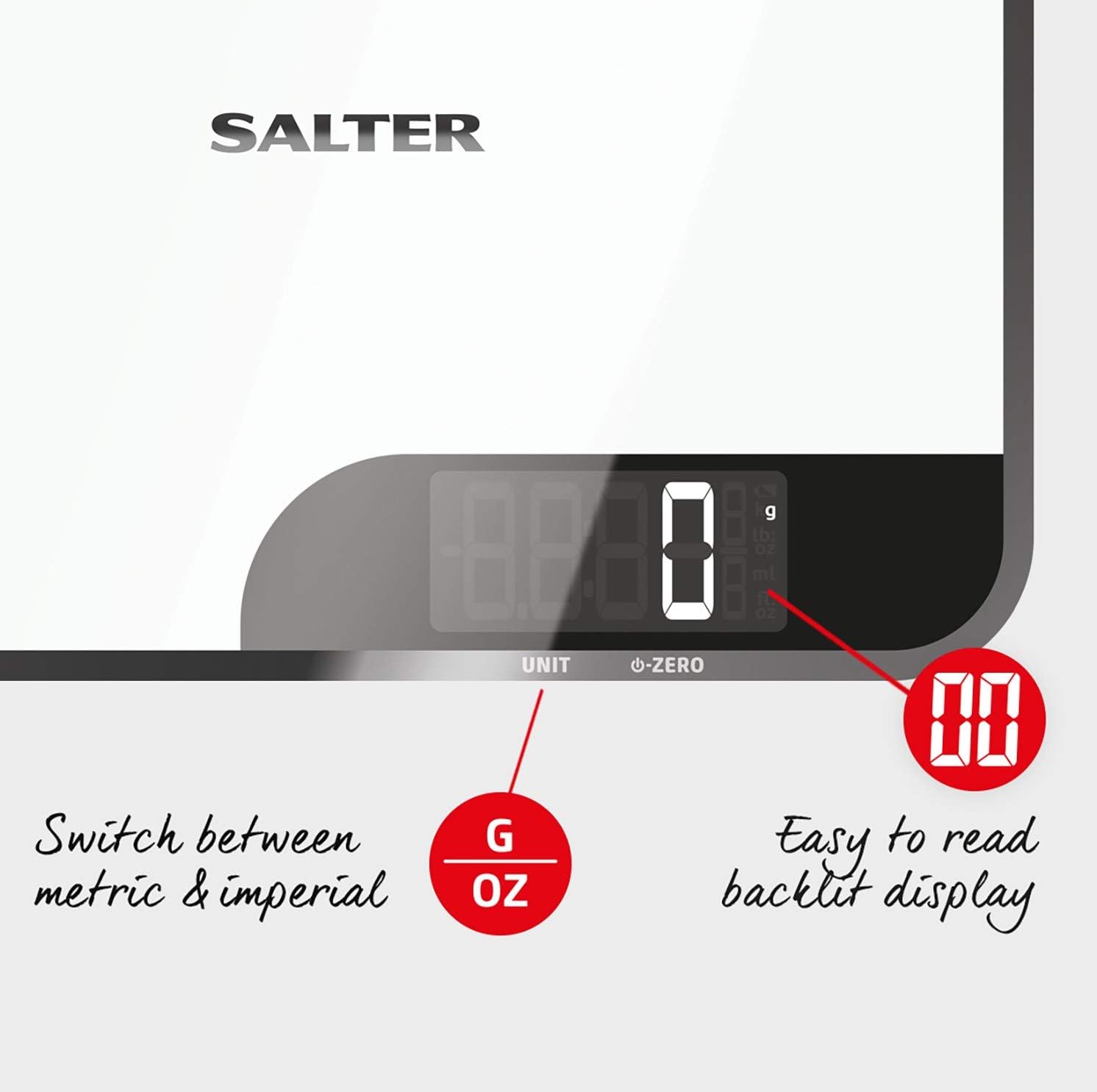 Salter 1064 WHDR Digital Kitchen Scale, 5kg Capacity, Easy Read Display, Add &Weigh/Tare Function - Image 4