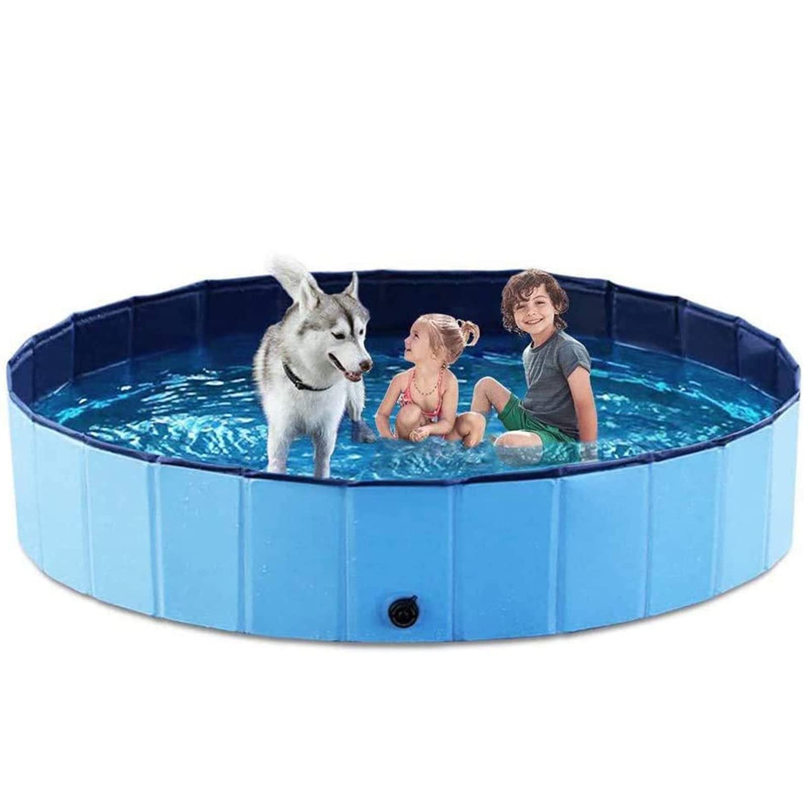 Paddling Pool for Pets and Kids,(L: 120 x 30 cm) Foldable Dog Swimming Pool PVC Non-Slip Bathing Tub Sturdy Children Pet Dog Paddling Bathing Pool for Garden Patio Bathroom