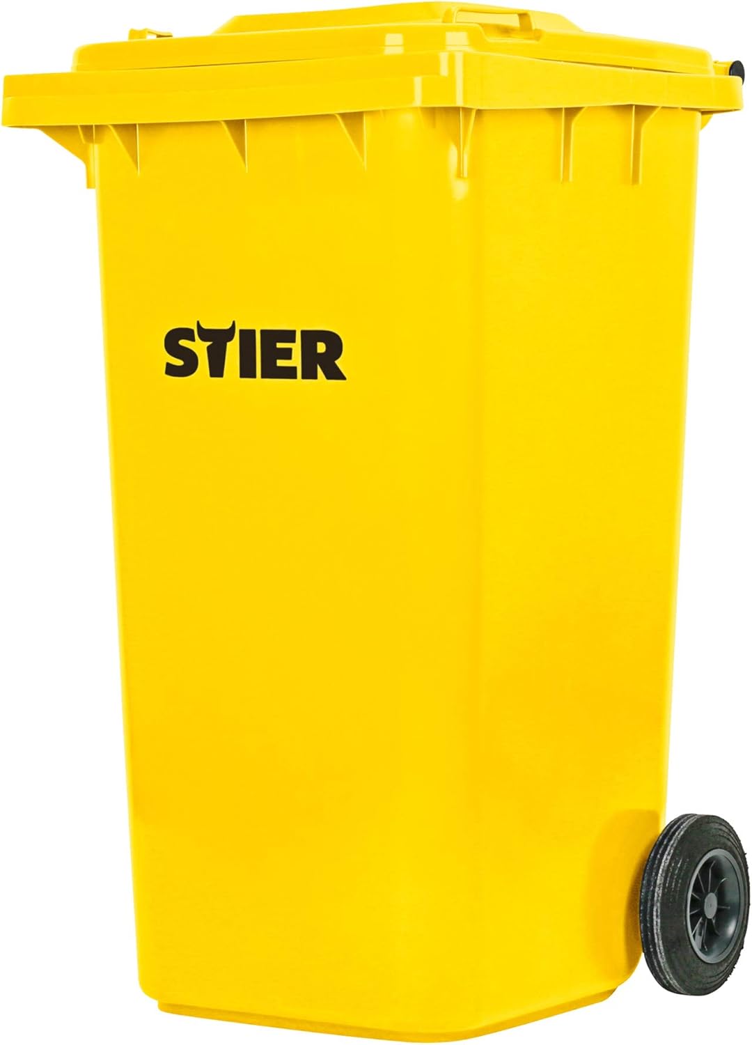STIER 2-Rad-Müllgroßbehälter, Volumen 240 l, Mülleimer, gelb, BxTxH 576x720x1067 mm, Mülltonne, Hergestellt in Deutschland, Restmülltonne mit Rädern und Deckel