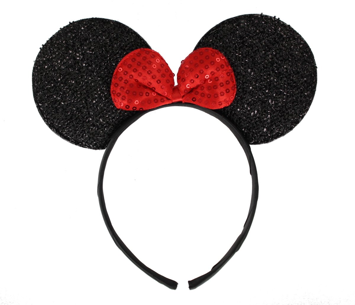Sparkly Mouse Ears with Bow on Headband/Aliceband.Hair Accessory-Black by Inca