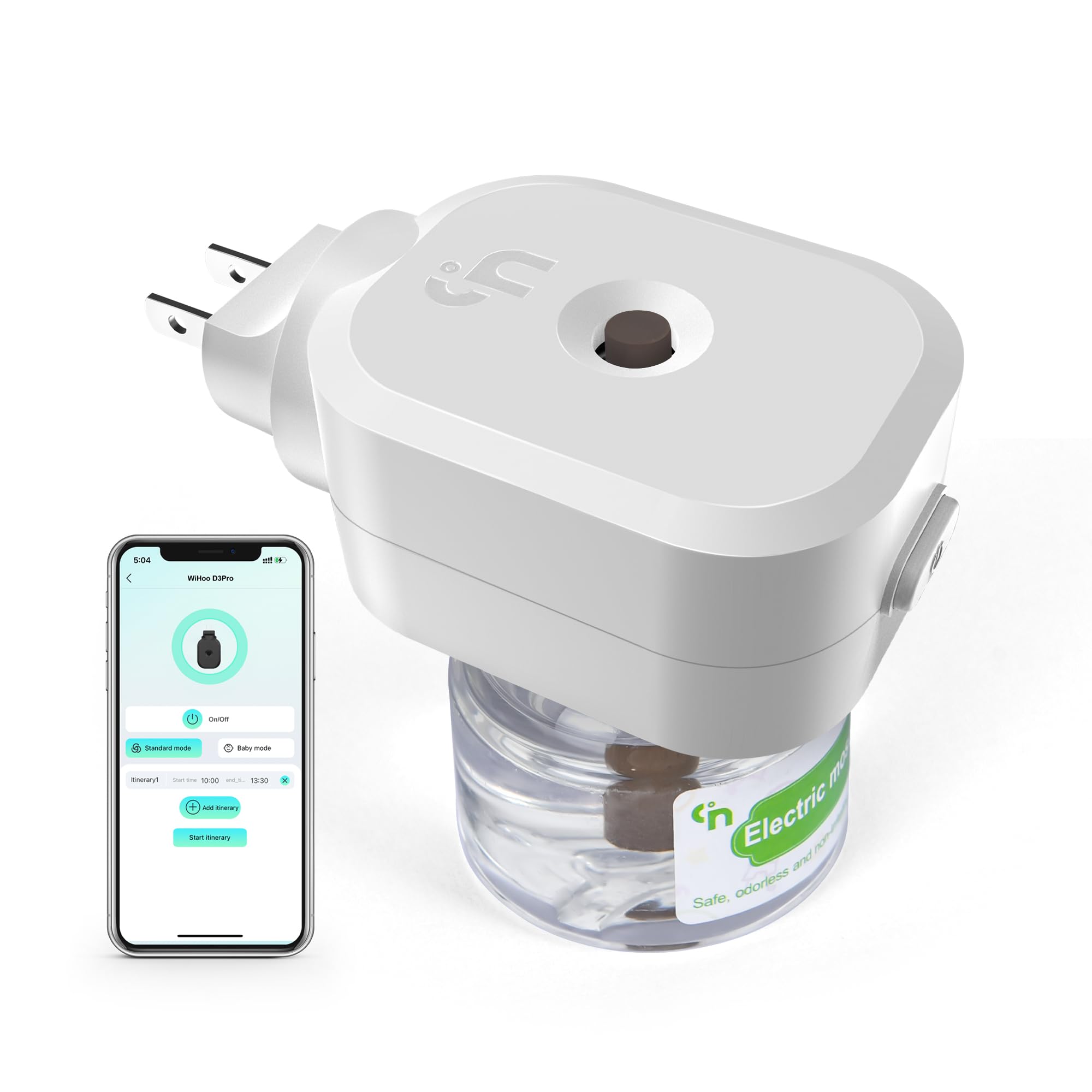 Photo 1 of Moskiller Mosquito Repeller, Bluetooth APP Control Electronic Mosquito Repellent Plug in, Include 1 Pack 280 Hr Repellent Refills for Home, Bedroom, Office, Kitchen