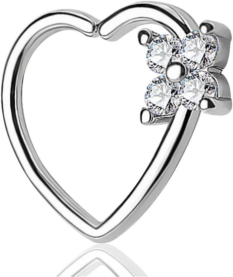 Musegetes Body Piercing Jewelry Clear Heart Shaped Wavy Lines Daith Piercing Earrings 16Gauge