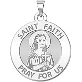 PicturesOnGold.com Saint Faith Religious Medal - 2/3 Inch Size of Dime, Sterling Silver