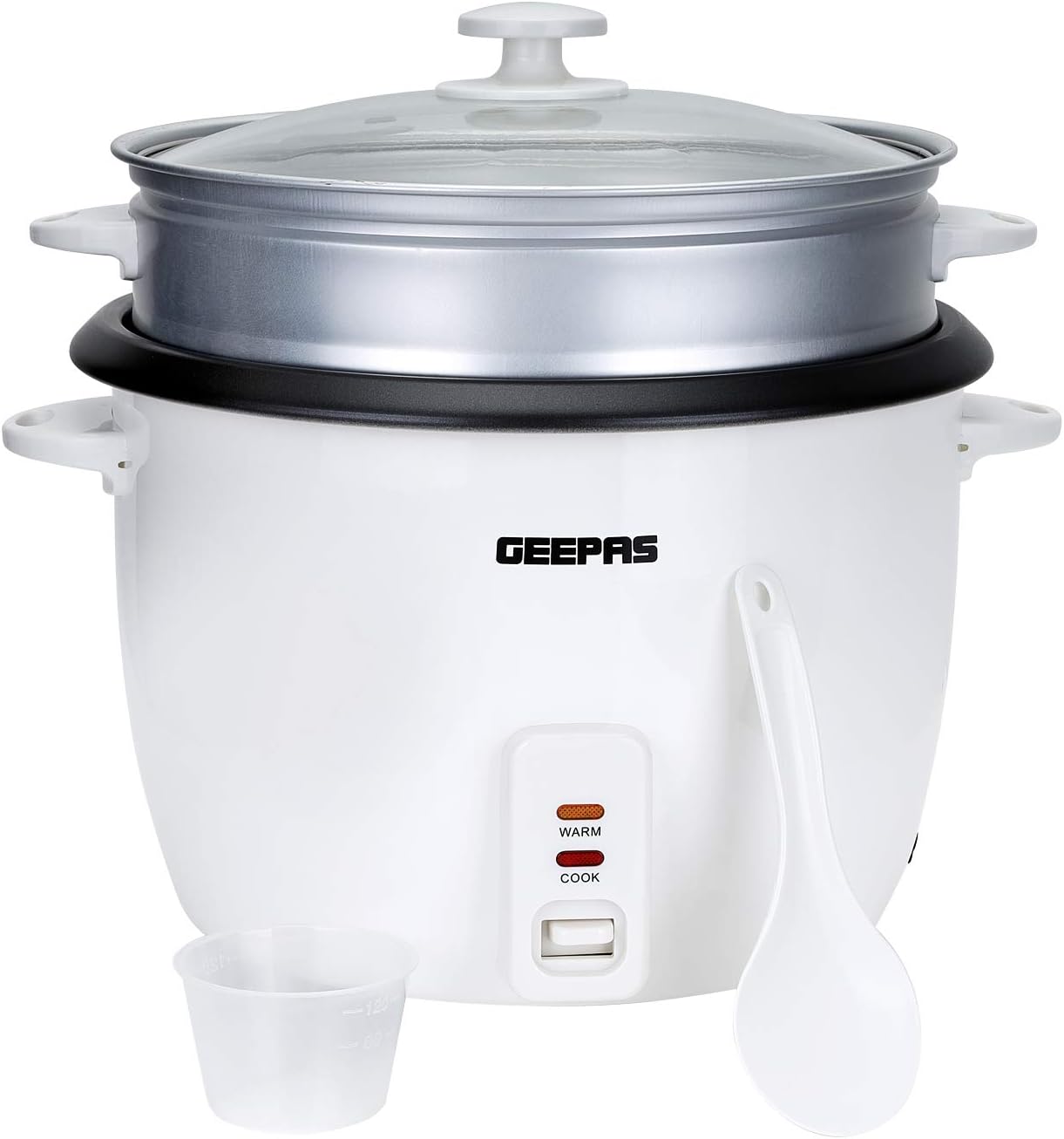Geepas 2.2L Rice Cooker with Steamer 900W NonStick Inner Pot
