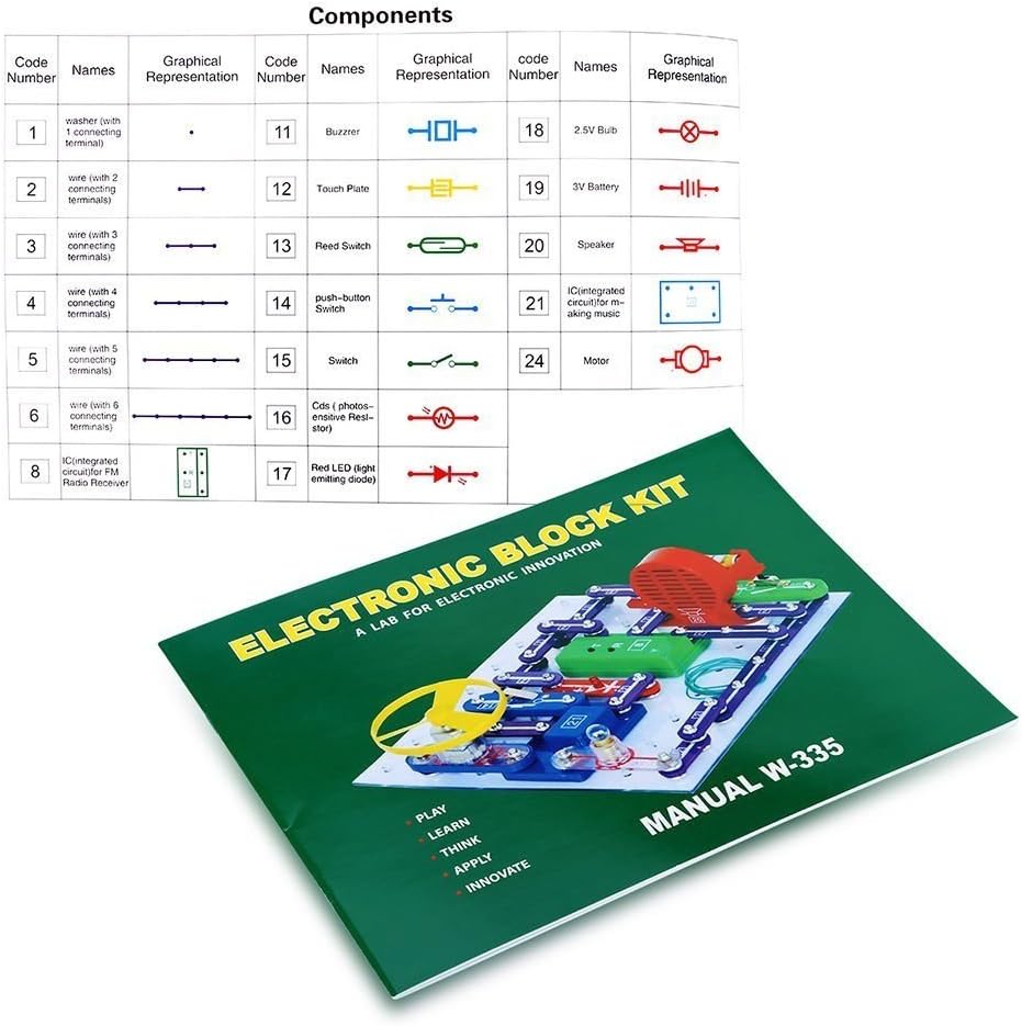 Circuits for Kids ELSKY 335 Electronics Discovery Kit, Circuits Experiments Kit, Smart Electronics Block Kit,Educational Science Kits Toy,Great DIY Building Blocks Electric Circuits Kits for Child: Toys & Games