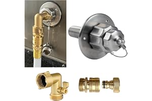 UILB PRO-RVER All Metal RV Water Inlet Marine Quality Stainless Steel Water Inlet 90degree Brass Elbow Brass Quick Hose Connector Upgrade Replacement Water Fill Inlet for RV Camper Motorhome Boat (1 SET)