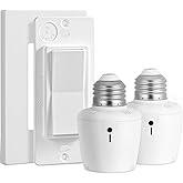 SURAIELEC Remote Control 2 Light Sockets, 100FT Wireless Decorator Wall Switch, E26 Smart Light Bulb Socket, No Wiring No WiF