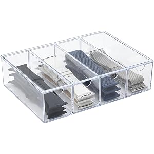 Watch Band Organizer Drawer Tray, 4 Compartments Dustproof Watch Band Storage Case For Strap Display, Clear Acrylic Watch Ban