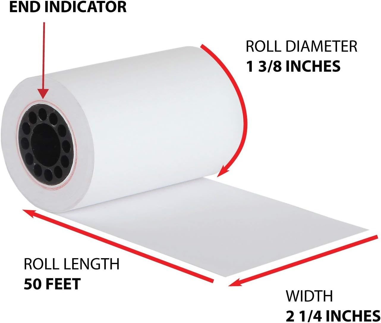 Freccia Rossa Market 2 1/4" X 50' Credit Card Thermal Paper, 50 Rolls (CORE 50 Rolls) : Calculator And Cash Register Paper : Office Products