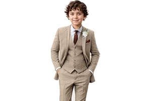 LYOUCI Boy Suit Tweed 3 Pieces Herringbone Slim Fit Formal Stylish Vest Tuxedo Pants Wedding Homecoming Dress wear Set