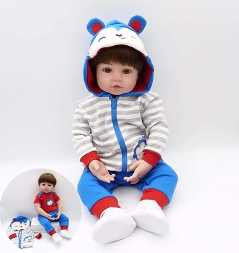ZIYIUI 24Zoll 60cm Reborn Baby Puppen Weiches Vinylsilikon Realistisch lebensecht Reborn Puppe silikon Neugeborenes Reborn Ju