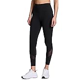 RBX Black Leggings with Pockets for Women, 7/8 Length High Waisted Workout Pants Squat Proof Tights Ankle Length Yoga Leggings with Mesh Peached Jet Black
