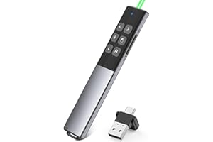 NEALGAMEFY Wireless Rechargeable Presentation Clicker- Presentation Remote with Air Mouse Control, Gyro Volume Adjustment & Ink Annotation- Clicker for PowerPoint, Keynote on Mac, PC, Laptop