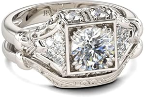 Jeulia Vintage Milgrain Round Cut Sterling Silver Ring Set Wedding Engagement Anniversary Promise Ring Bridal Sets for Women 