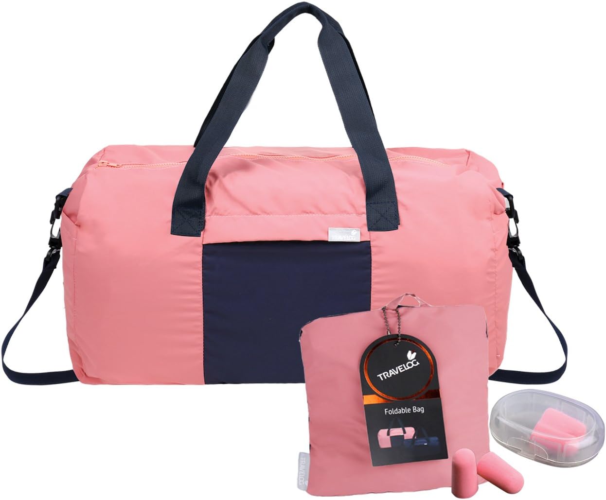 Duffel On-the-go Travel Set by TRAVELOG - Foldable Duffel Bag, 2 Pairs Foam Earplugs