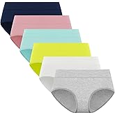 POPKOK Teen Girls Cotton Underwear Mid Waist Brief Panties 6 pack