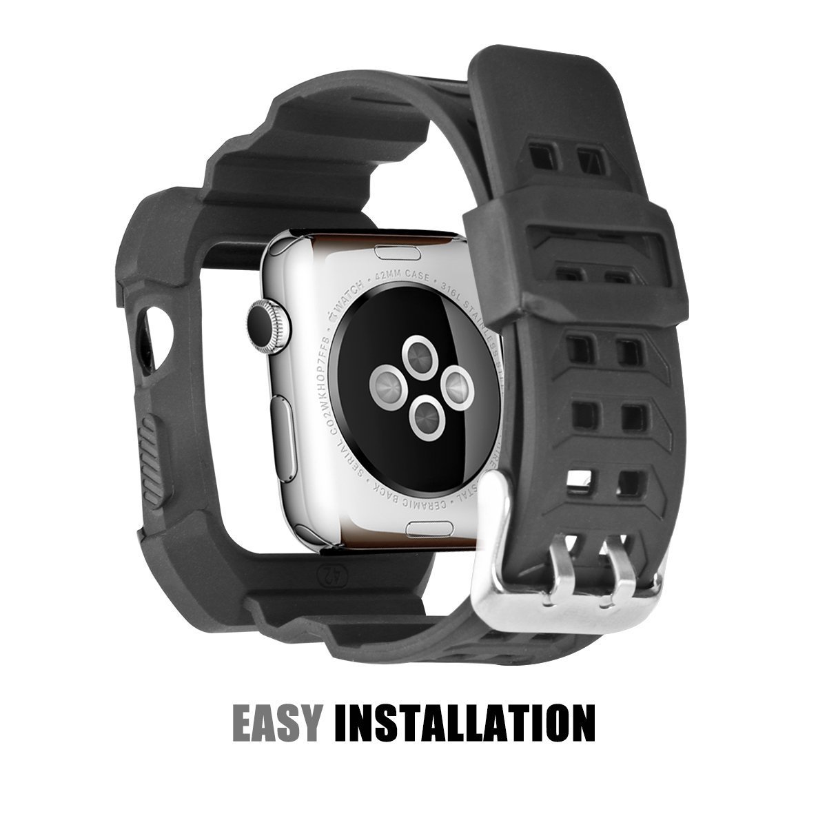 Apple Watch Band Case 38mm Black. Sport Accessories for men and women. Durable Protective Case save your Apple Watch Black/Silver/Rose 38mm. Apple watch band Case 38mm Black for Series 1/2/3