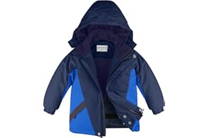 ENDIRAD Boys Waterproof Winter Snow Coat, Kids Ski Snow Jacket for Boys, Warm Fleece Lined Winter Windproof Jacket with Hood