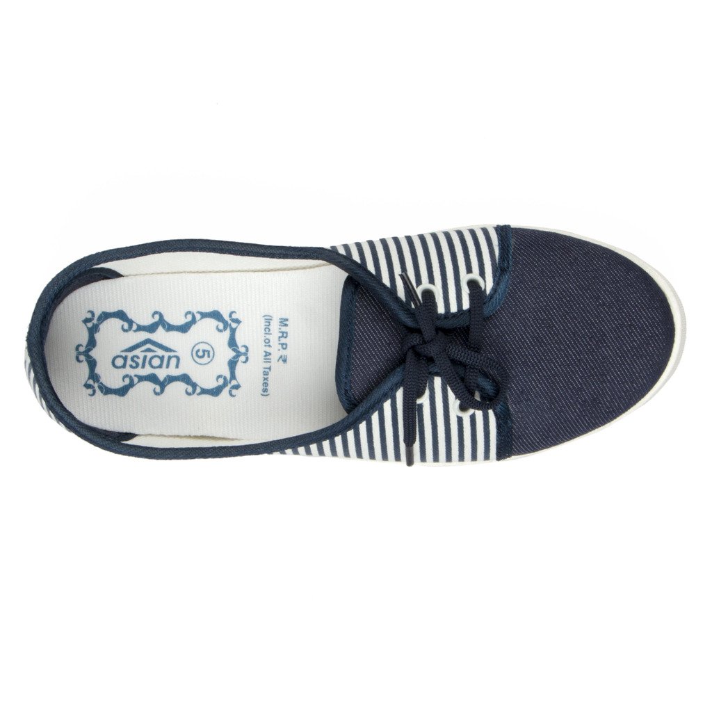 asian shoes lr-82 navy blue white canvas women shoes