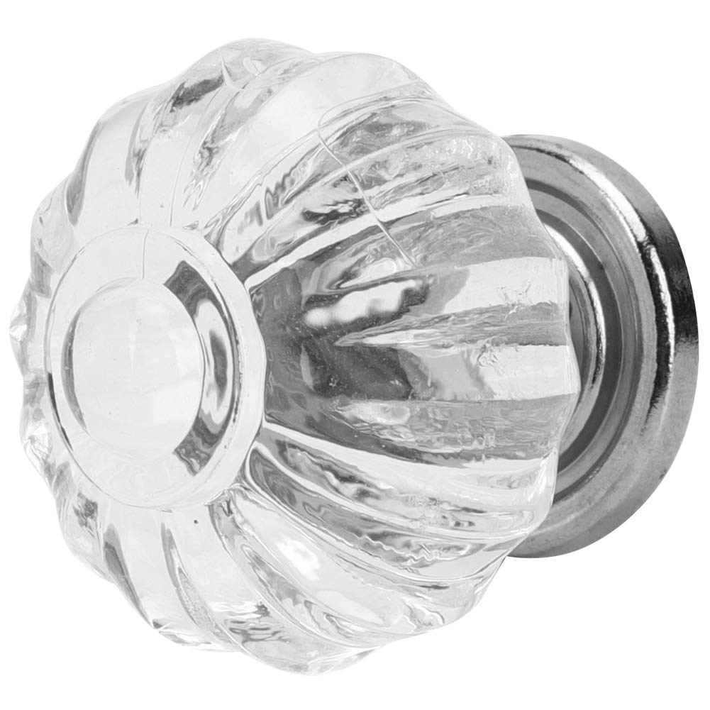 HEEPDD Crystal Cabinet Knobs, Clear Acrylic Diamond Shape, Transparent, Zinc Alloy Base, 3.4x3.6cm Pumpkin & 3x2.5cm Flower Shape, 5 Pack with Screws