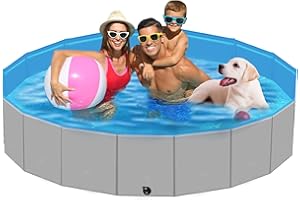 STUDESK Extra Large Foldable Dog Pool,79"x12" Anti-Slip Collapsible Dog Swimming Pool,Hard Plastic Kiddie Pool BathingTub for Pets Dogs Kids