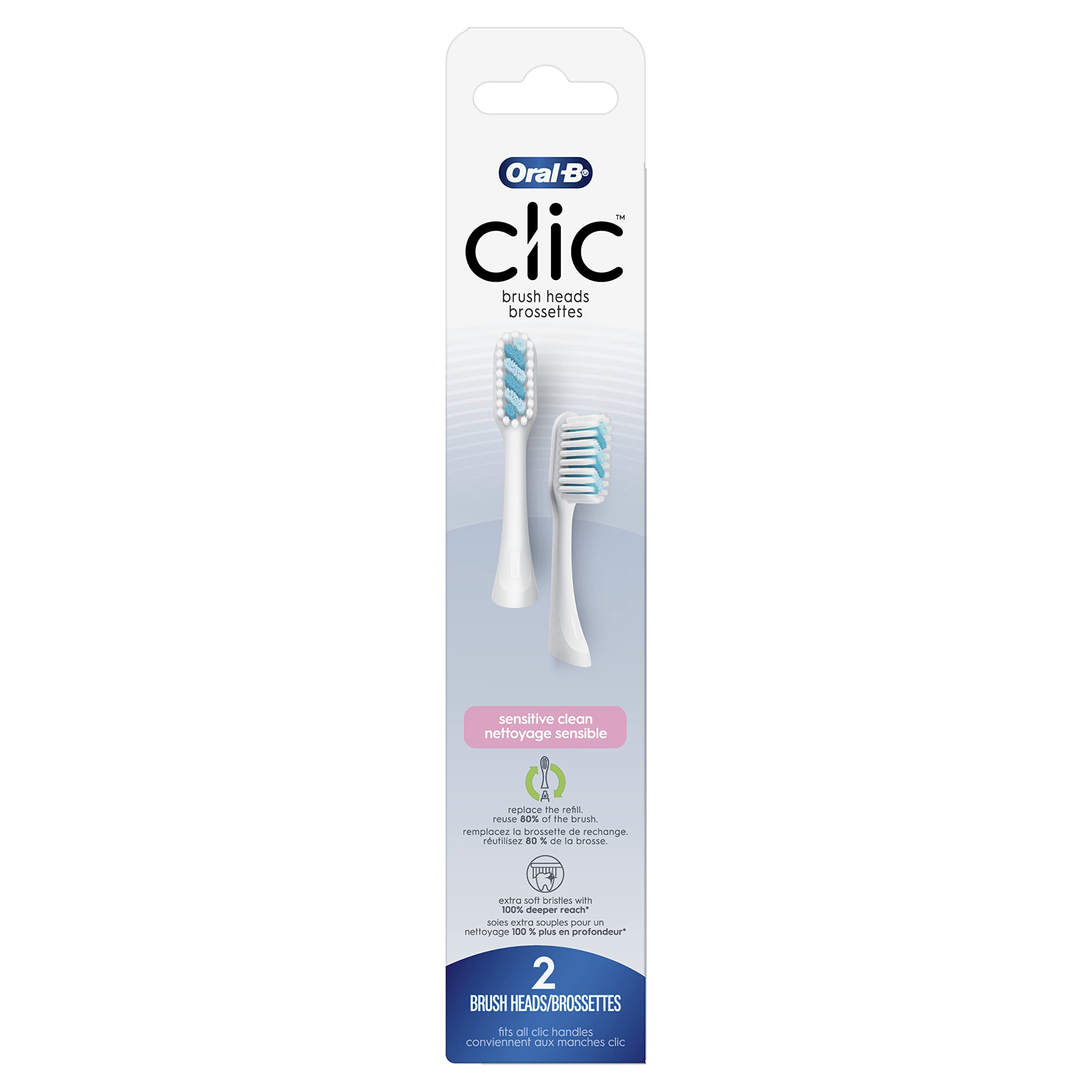 Photo 1 of Oral-B Clic Toothbrush Sensitive Clean Replacement Brush Heads, White, 2 Count