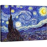 Wieco Art Starry Night Canvas Print of Van Gogh Oil Paintings Reproduction Modern Canvas Print Artwork Abstract Landscape Pictures Printed on Canvas Wall Art for Home Office Decorations