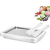 FROUXOUL Instant Ice Cream Maker Pan and Scraper with Material of Food Grade Stainless Steel,Cold Sweet Fried Food Plate
