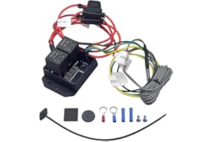 ESCHINDLER Digital Radiator Fan Controller Switch 12V/24V Kit with Adjustable Temperature Range 104-230°F, LED Display, Dual Fan Relay Replacement 0444