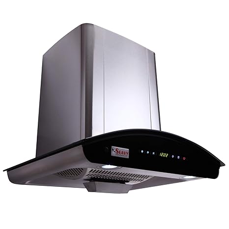 Seavy 60 cm 1100 m3/hr Auto Clean Chimney (Prime SS 60, 1 Baffle Filter, Touch Control, Steel/Grey)