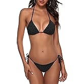 JINJINKIANG New Sexy Two Pieces Bikini Sets for Women Triangle Top & Thong String Tie-Up Swimsuit