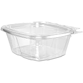 Dart CH16DEF 16 oz Tamper-Resistant Clear Hinged Container with Flat Lid (Case of 200)