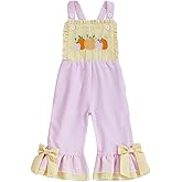 BABWWNIX Baby Girl Halloween Outfit Pumpkin Ghost Suspender Overalls Romper Jumpsuit Bell Bottom Pants 1st Halloween Clothes