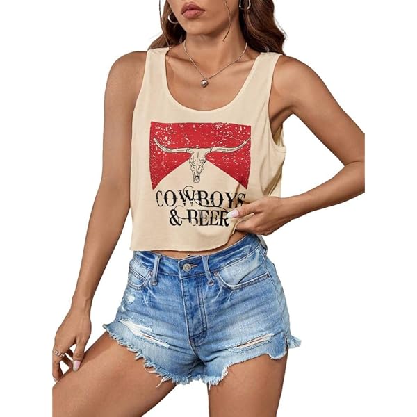 AMWIPE Womens Country Concert Cowgirl Tank Tops Sexy Western Graphic Crop Outfits for Teens Apricot at Amazon Women's Clothing store AMWIPE Womens Country Concert Cowgirl Tank Tops Sexy Western Graphic Crop Outfits for Teens Apricot at Amazon Women's Clothing store