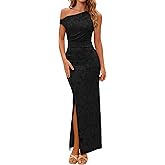 PRETTYGARDEN Womens Floral One Shoulder Maxi Dress 2026 Summer Spring Bodycon Ruched Side Slit Elegant Cocktail Party Dresses