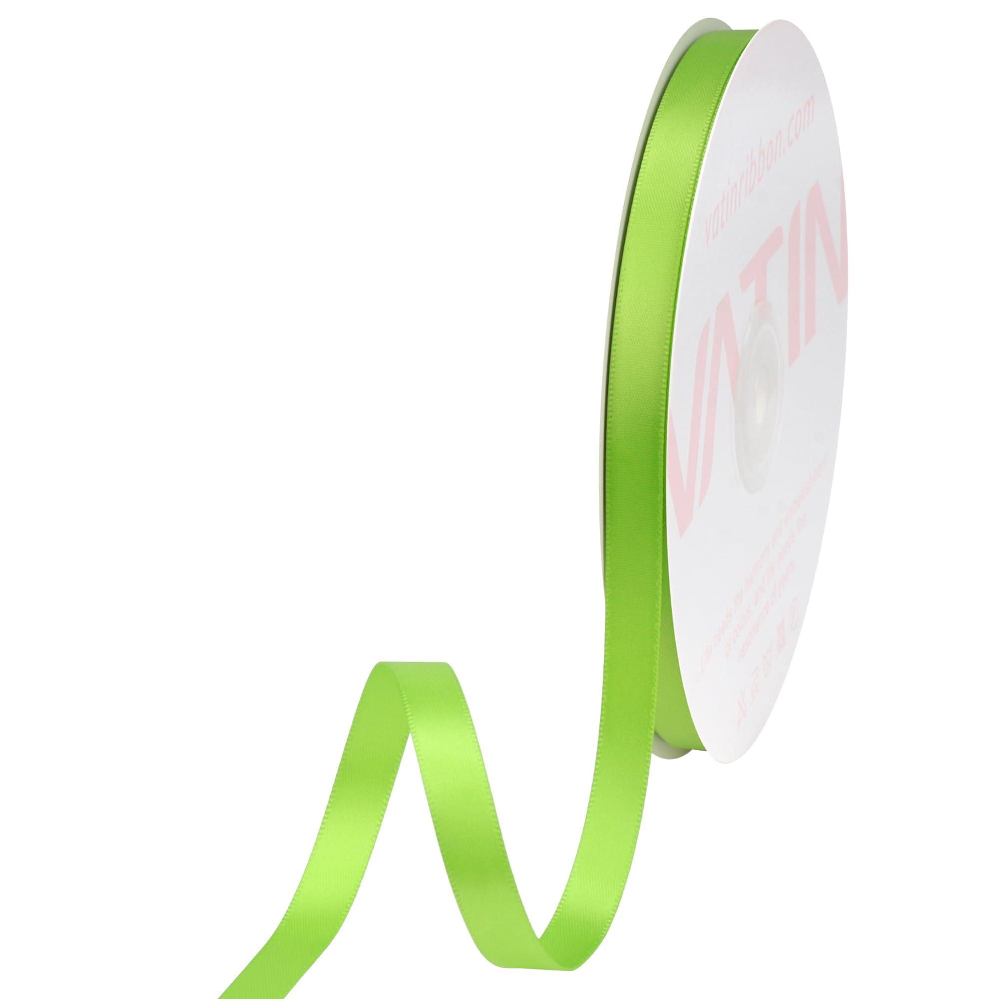 VATIN 10mm Double Faced Apple Green Polyester Satin Ribbon - 45 Metre for Gift Wrapping Ornaments Party Favor Braids Baby Shower Decoration Floral Arrangement Craf Supplies