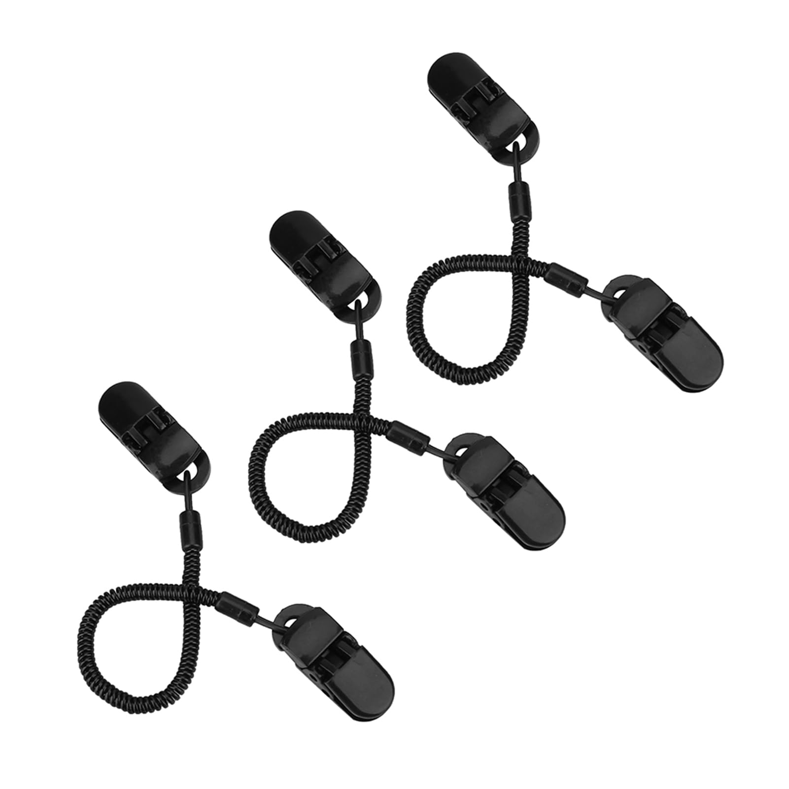 Alomejor Hat Clips Retainer 3pcs Safety Wind Lanyard Cord Clips Winter for Golfing Fishing Boating Sailing Black Winter