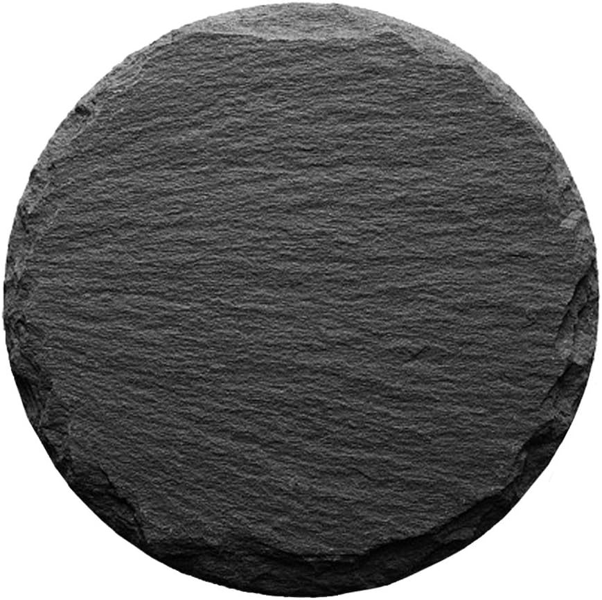 GOH DODD Drink Coasters with Holder, 8 Pieces Rustic Round Slate Stone Coasters 4 Inch Handmade Coasters for Bar and Home, Black: Home & Kitchen